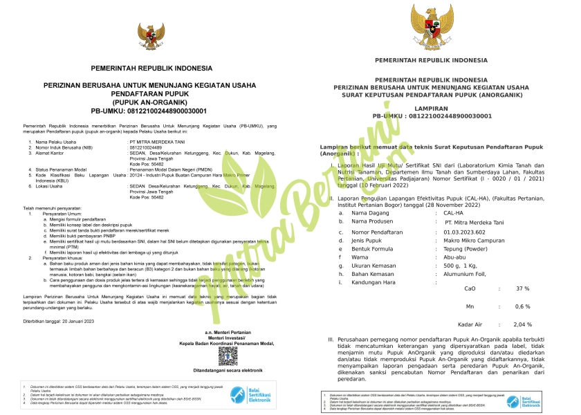 SK Kementan CAL-HA : 01.03.2023.602